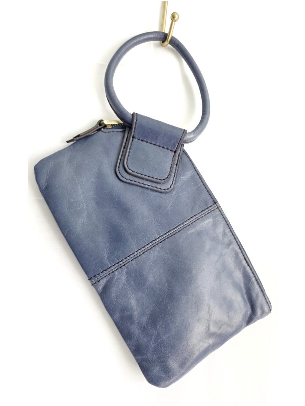 HOBO Leather 'Sable' Biscayne Blue Wristlet Clutch